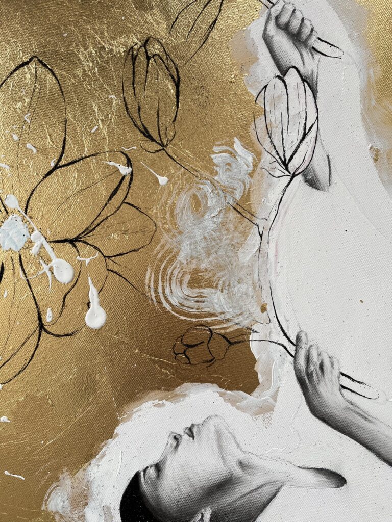 Details Bild Courage Blumen in den Händen der Frau Nadine Elsner